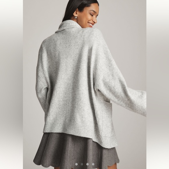 NWT Anthropologie Cardigan Sweater with Scarf Grey - Picture 3 of 4
